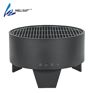 Black outdoor wood burning garden fire pit cast iron