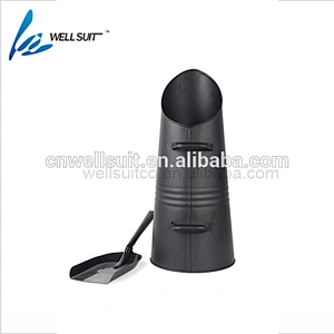 Iron black coating Large capacity fireplace ash bucket with shovel and brush