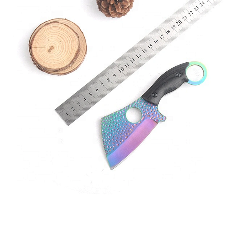 Coloful Titanium Embossed Stainless Steel Blade  Pocket Knife with G10 handle