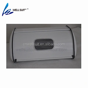 Stainless steel bread box with white colour for kitchen counter
