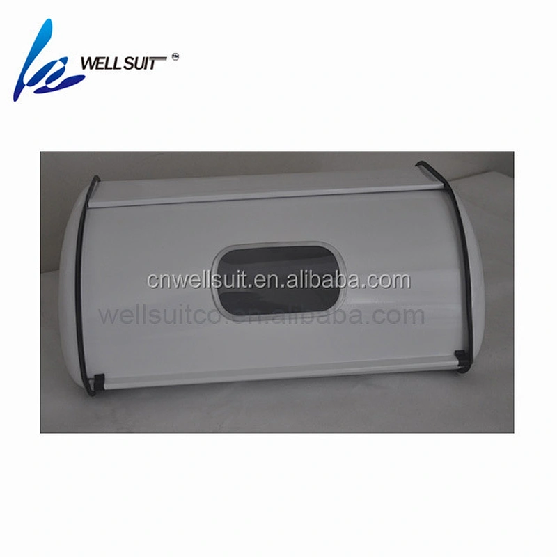 Stainless steel bread box with white colour for kitchen counter
