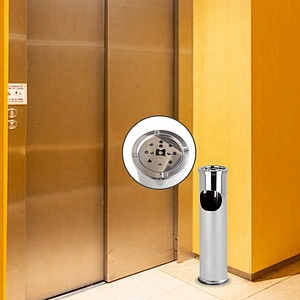 Custom round lobby free standing dustbin stainless steel outdoor standing ashtray