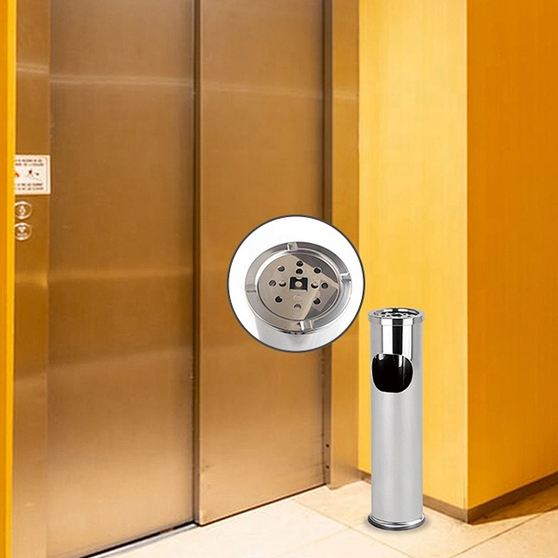 Custom round lobby free standing dustbin stainless steel outdoor standing ashtray