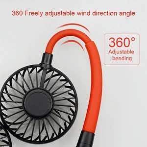 Mini Rechargeable Portable Handheld Free Fan USB Charging colorful light Neck Double Fans 360 Adjustment