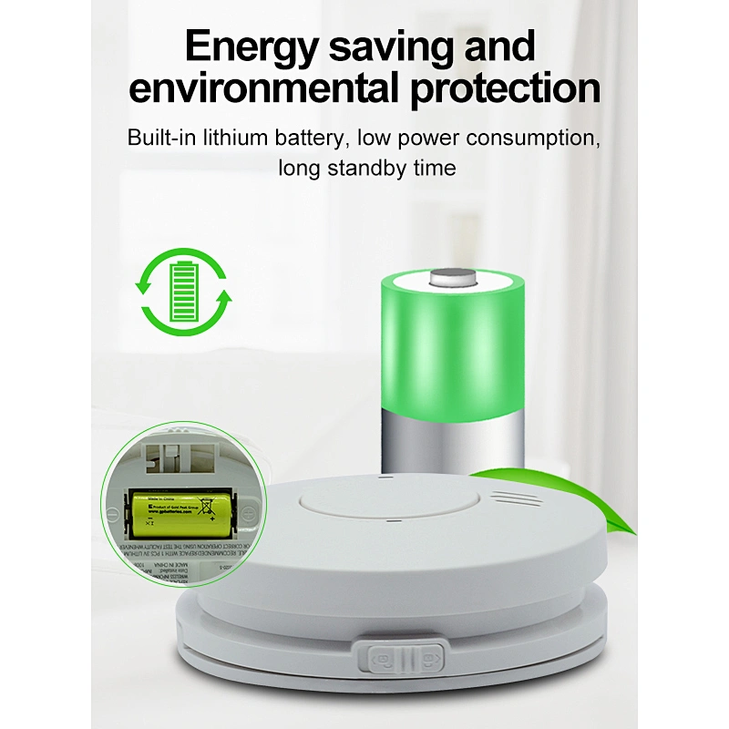 EN14604  I/O Interconnect 3V DC battery 10 years long life operated TUYA WiFi Smoke Fire Alarm Sensor Detector