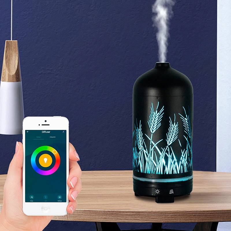 Room Electric Essential Oil Diffuser Ultrasonic Metal Iron Art Air Humidifier With LED Night Light