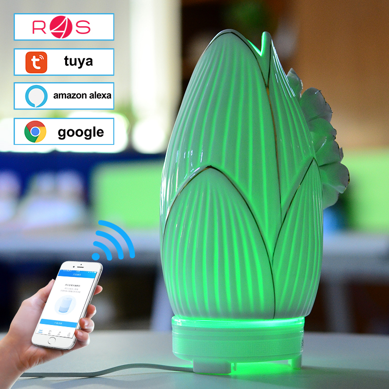 7 Colors TUYA Smart Ceramic Aroma Diffuser Essential Oil Diffuser Ultrasonic Humidifier