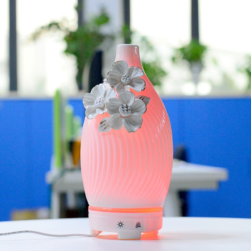 Ceramic Essential Oil Ultrasonic Fragrance Aromatherapy Diffuser 7 Color Led Light Aroma Diffuser