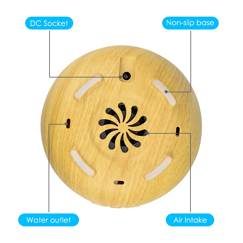 New Arrival Cool Mist Humidifier Egg-shaped wood grain Aroma Diffuser 400Ml Wooden Night light