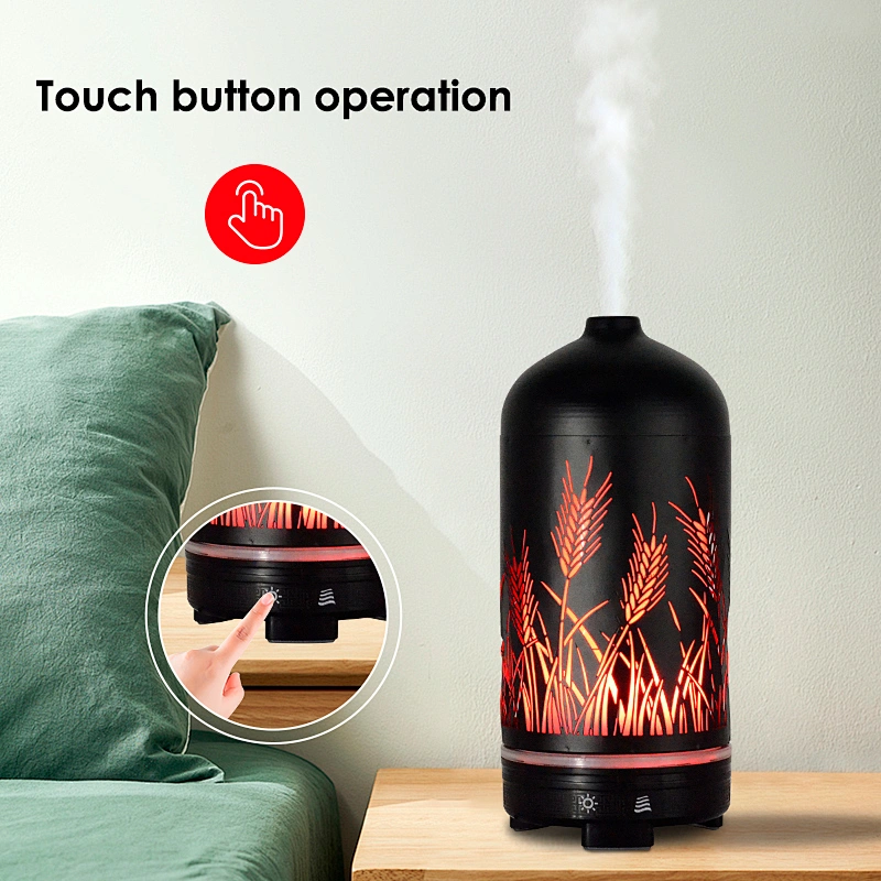 Room Electric Essential Oil Diffuser Ultrasonic Metal Iron Art Air Humidifier With LED Night Light