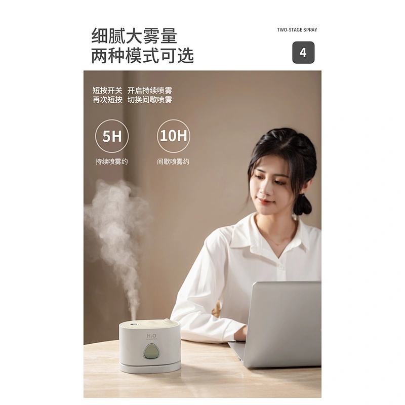 New design big capacity 460ml hill shaped ultrasonic air humidifier with three colors rechargeable car humidifier