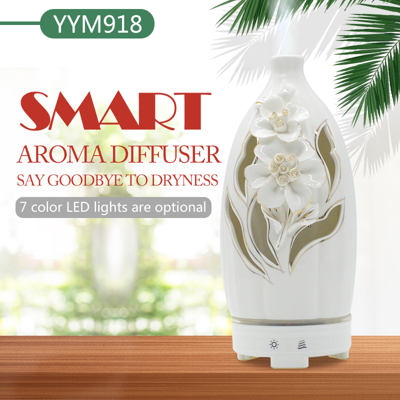 2020 New WIFI Oil Diffuser Diffuser  Ceramic Ultrasonic Humidifier 7 LED Colors