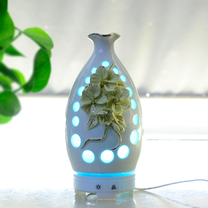 Home Ceramic Ultrasonic Aroma Diffuser With Led Light Essential Oil Fragrance Diffuser