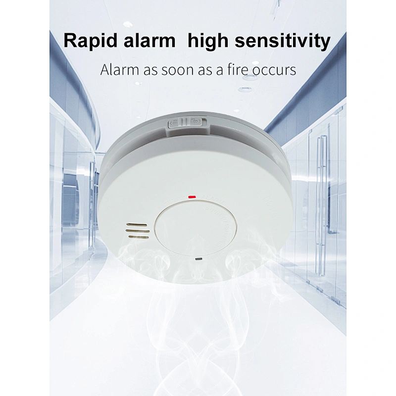 EN14604  I/O Interconnect 3V DC battery 10 years long life operated TUYA WiFi Smoke Fire Alarm Sensor Detector