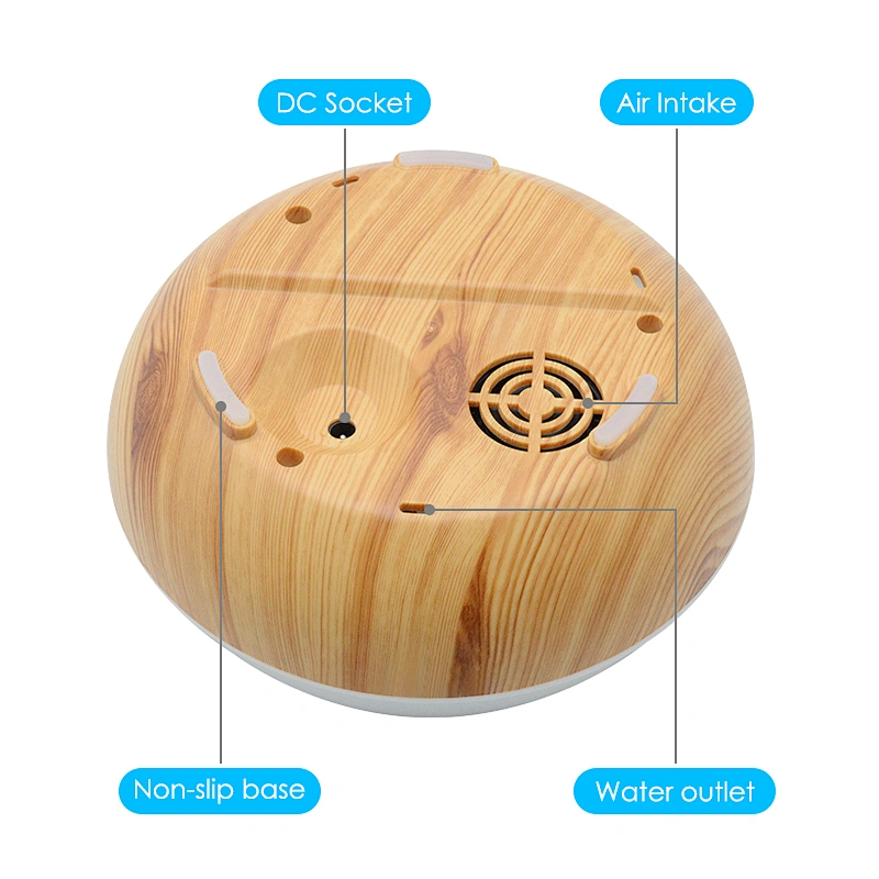 400ml  Wood Grain Air Humidifier 7-Color Light For Home