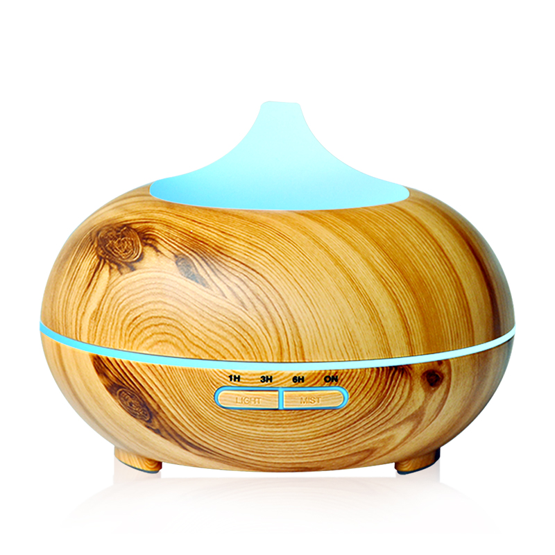 400ml  Wood Grain Air Humidifier 7-Color Light For Home