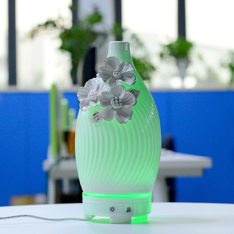 Ceramic Essential Oil Ultrasonic Fragrance Aromatherapy Diffuser 7 Color Led Light Aroma Diffuser