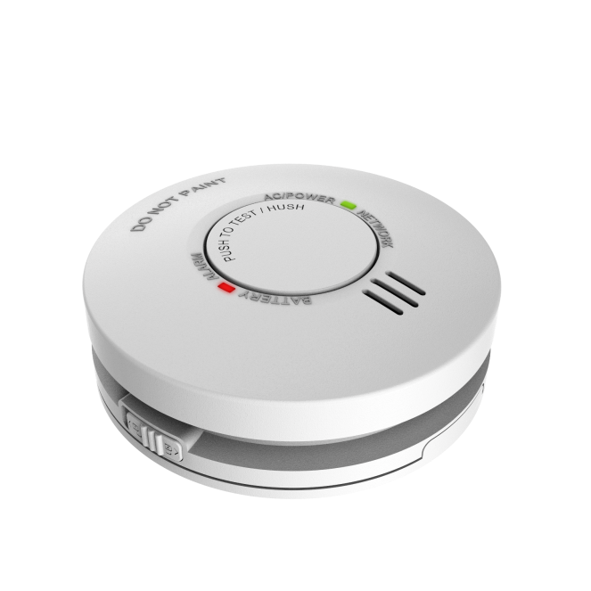 BLE smoke alarm detector AC powered with battery backup AS&EN certification