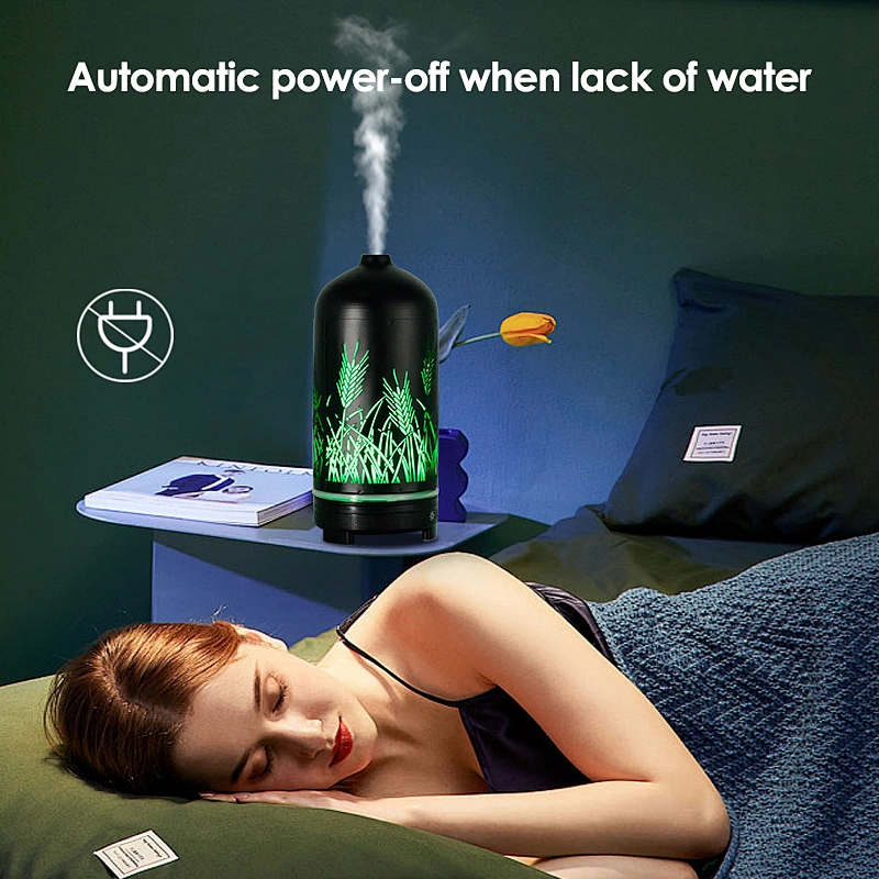 New ultrasonic aroma diffuser with hydration effect mute bedroom home office smart aroma diffuser with wheat pattern