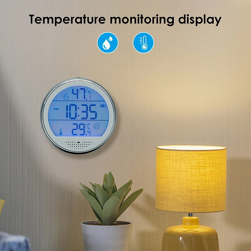 Round LCD Digital Clock Thermometer Humidity Hygrometer For Indoor Using