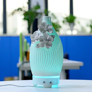 Ceramic Essential Oil Ultrasonic Fragrance Aromatherapy Diffuser 7 Color Led Light Aroma Diffuser