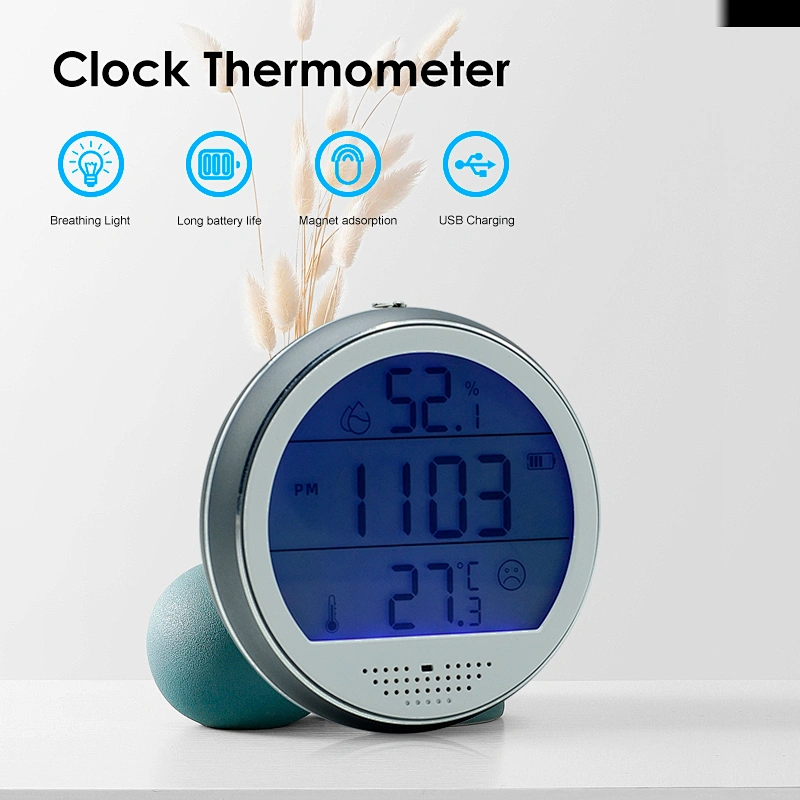 LCD Digital Hygrometer Wireless Temperature Humidity Test Indoor Clock Thermometer