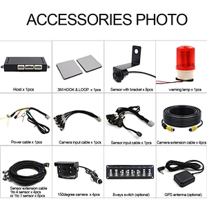 8pcs Digital Sensors Alarm Car Video Blind Spot Camera Monitoring System For BUS / Truck / Excavator / Cement Mixer