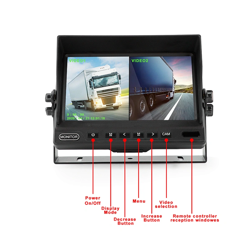 7 inch IPS 2 split AHD monitor with dual recording function