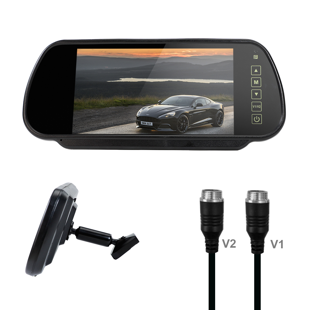 7inch OEM rearview mirror monitor support 12-36V input with 4pin connector