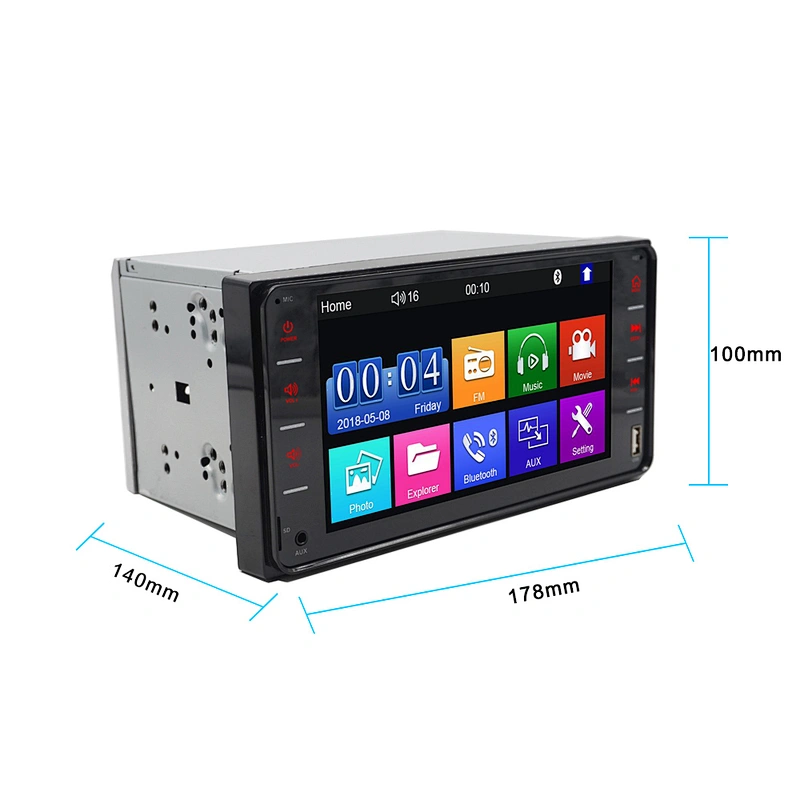 touch key toyota universal 7inch 2 din mp5 with mirror link BT and FM