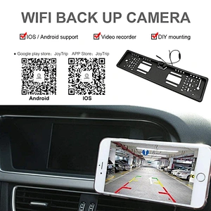 European car license plate backup camera wifi rearview camera wireless car camera