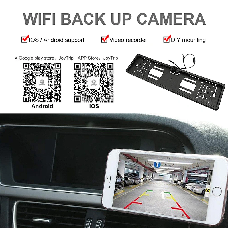 European car license plate backup camera wifi rearview camera wireless car camera