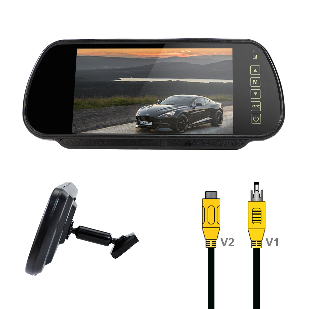 support 12-36V input  7inch OEM rear view mirror monitor  with RCA  connector