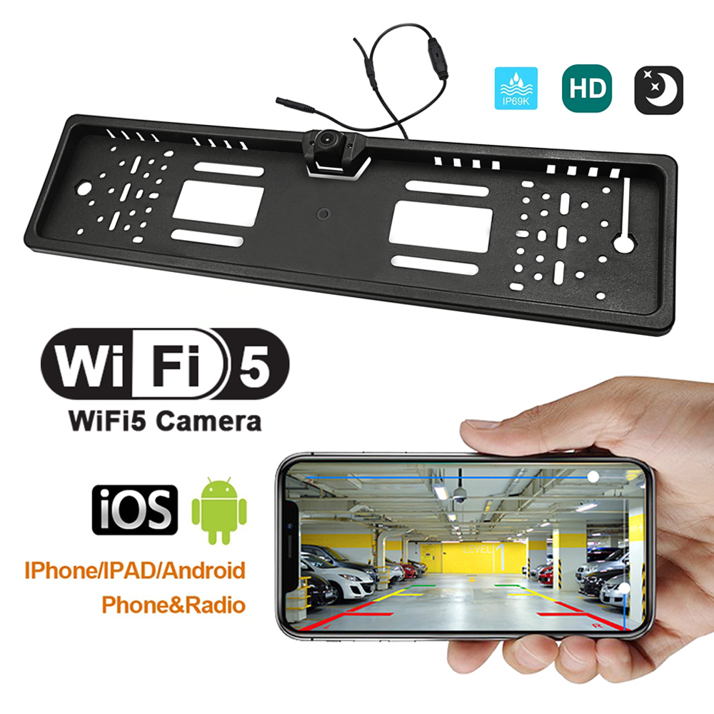 European car license plate backup camera wifi rearview camera wireless car camera