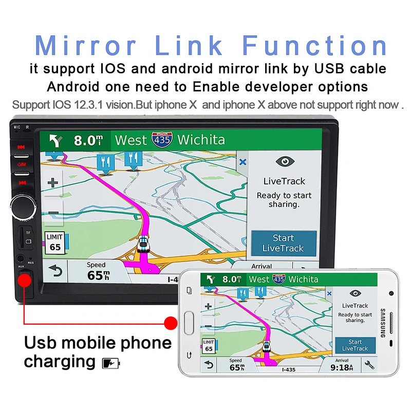7018B Universal 7inch touch screen support mirror link mp5 player car radio from Carsanbo