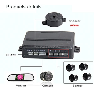 PS6500 4.3inch rearview mirror with parking sensor,camera kit car reversing aid