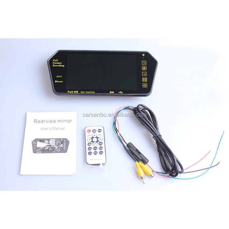 7 inch rear view reverse mirror car monitor with touch key for all vehicles