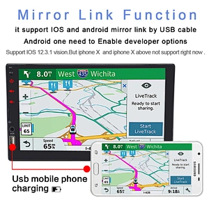 7inch MIrror Link touch key 2DIN mp5 player for car
