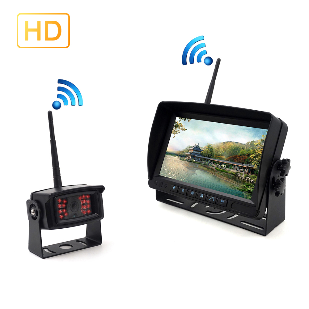 HD 720P digital wireless 7inch TFT LCD car monitor and IP69K car wifi backup camera system for car/bus/truck/tractor/RV trailer