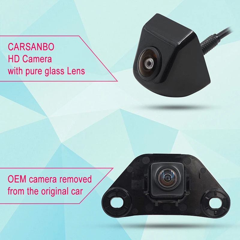 Carsanbo 720P HD Fish eye Lens 180 degree Car Rear View Camera with 3 degree and 5 degree Silicone angle pad