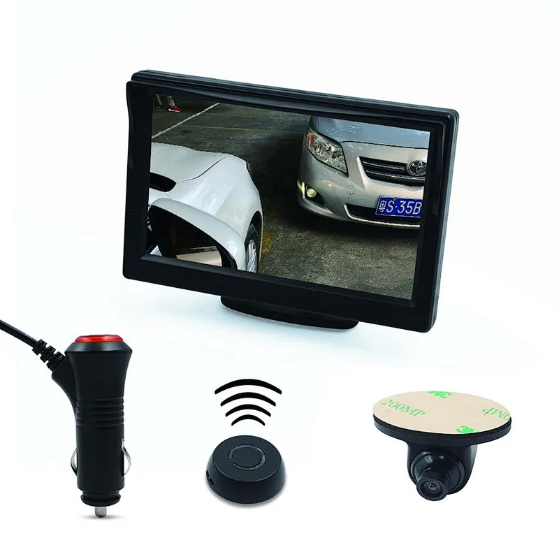 Intelligent wireless button control car side view camera system with 5inch TFT monitor