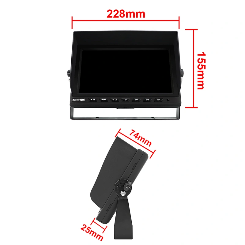 9inch U bracket IPS VGA connector stand alone monitor with sunvisor
