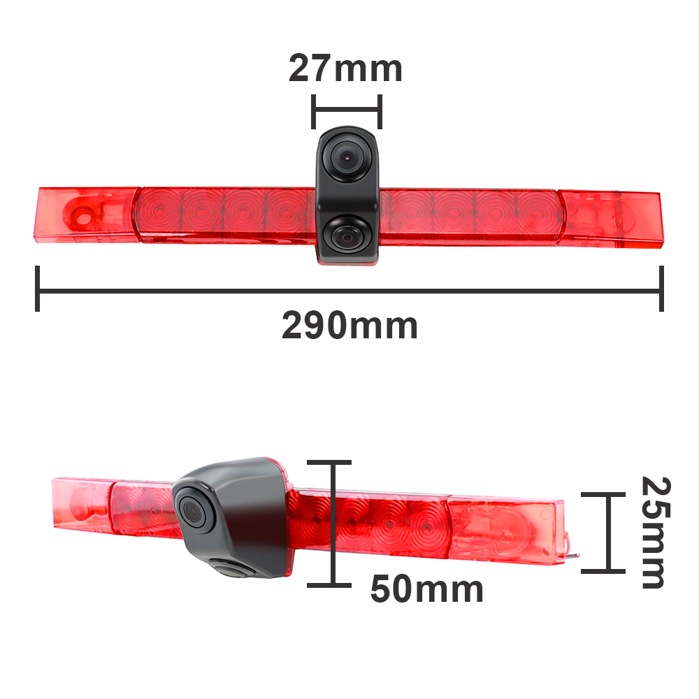 twins lens 3rd universal Slim Flat Back Housing brake light backup camera with line switchable