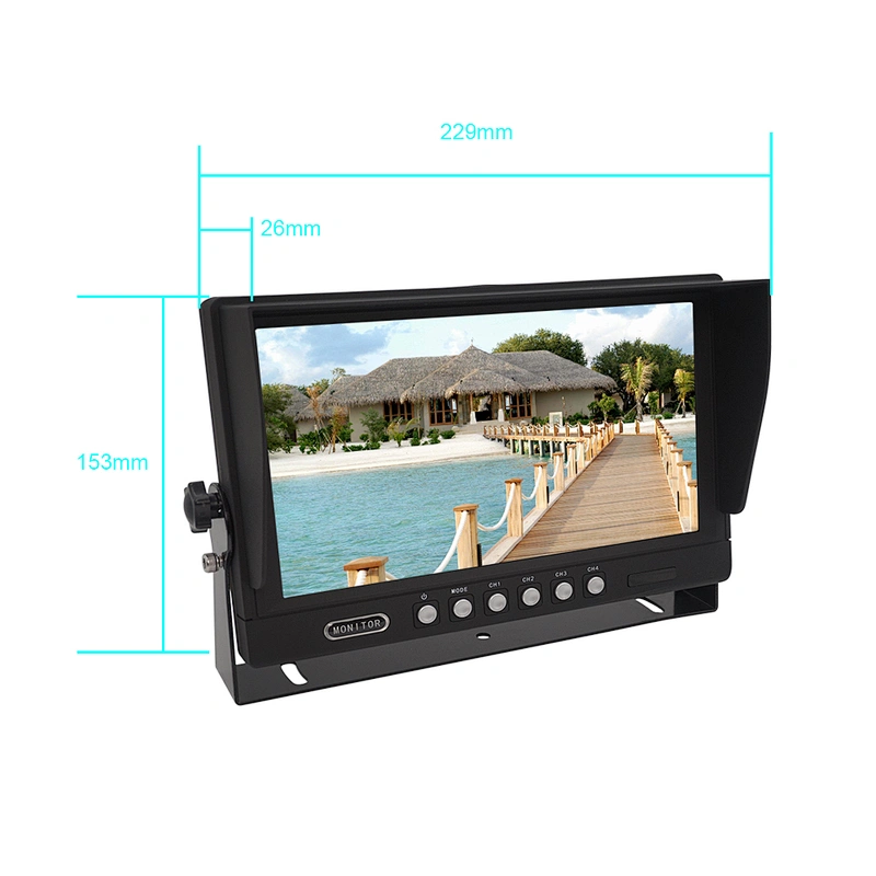 9inch quad heavy duty stand alone monitor with 4 way video input