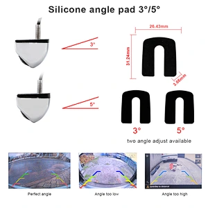 Carsanbo 720P HD Fish eye Lens 180 degree Car Rear View Camera with 3 degree and 5 degree Silicone angle pad