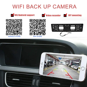 European car license plate rearview camera with wifi function