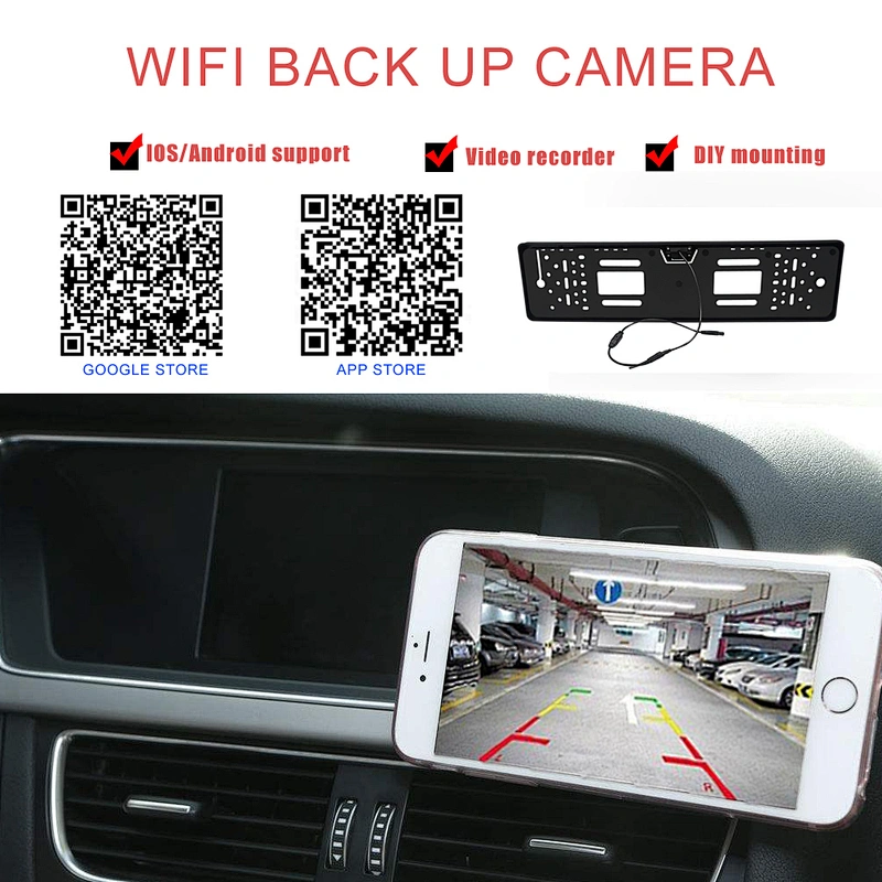 European car license plate rearview camera with wifi function