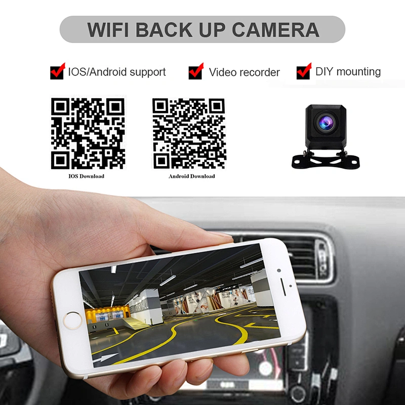 waterproof HD Wireless wifi car rear view camera without parking line