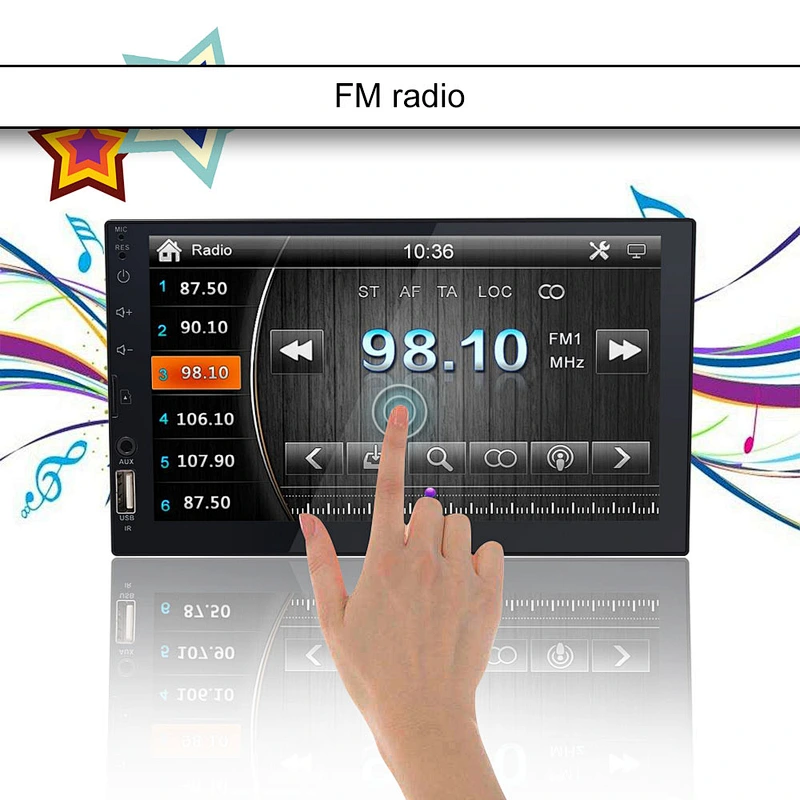 Full image touch screen support mirror link/FM/camera 2 din car radio MP5 Player