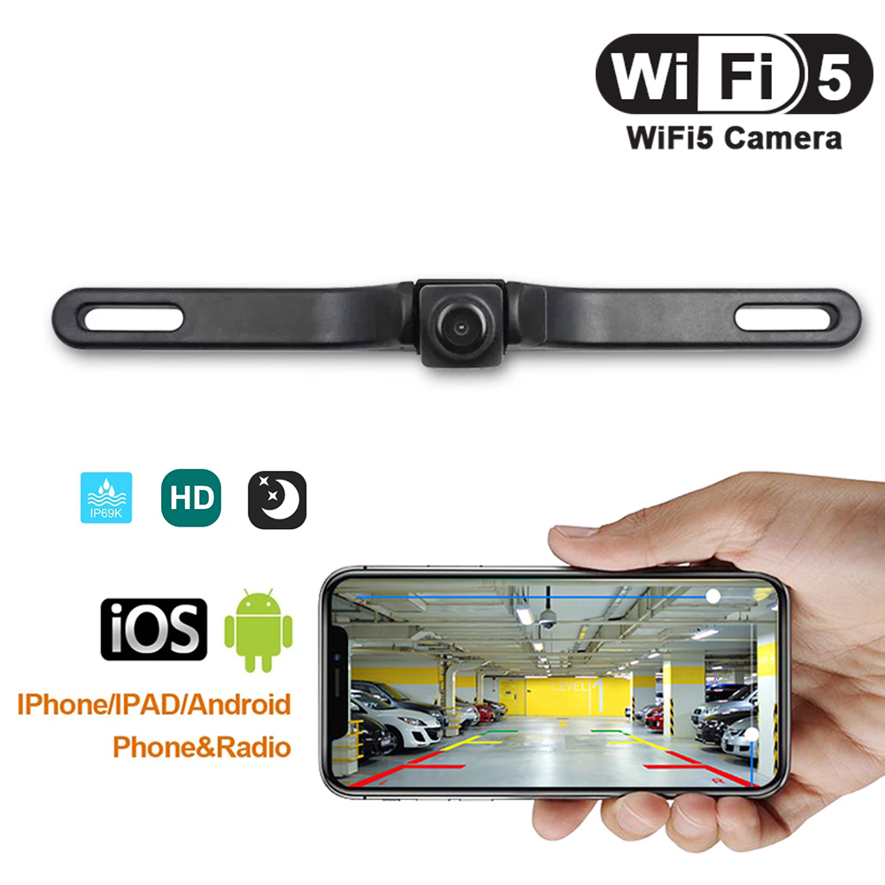 Carsanbo New HD Waterproof License Plate wifi back up camera Car Reverse wireless Rearview Camera